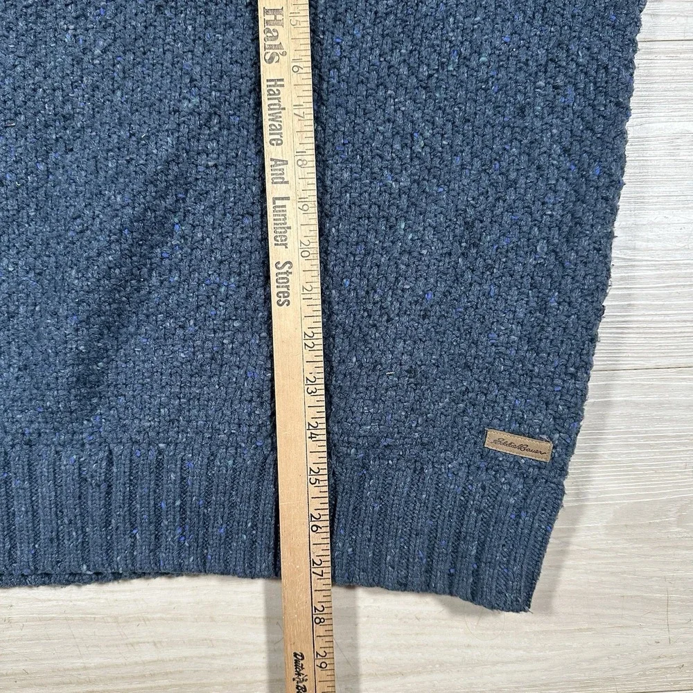Eddie Bauer Navy Blue Cable Knit Crewneck Pullover Sweater Cotton Heavy Men's XL